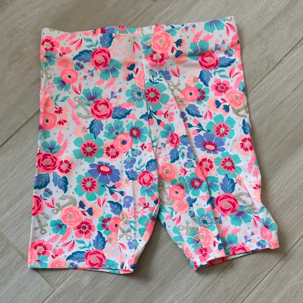 Girls Tommy Bahama Floral Biker Shorts - Pink and Blue flowers